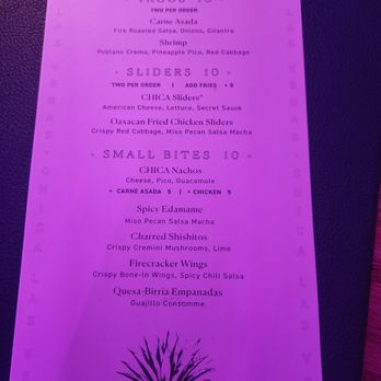 CHICA - Happy Hour Food menu as of 9.4.25 - Latin American Near Me - Las Vegas, Nevada