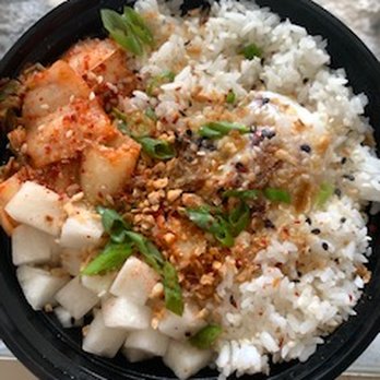 Bok a Bok Fried Chicken - Rice Bowl with kimchi and  hidden egg yolk. - Chicken Wings Near Me - Seattle, Washington