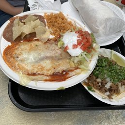 Relleno , enchilada and taco combo and a chorizo burrito Relleno , enchilada and taco combo and a chorizo burrito