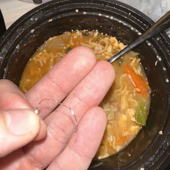 Poke Oasis - Chicken Ramen - Found Metal Strand from Steel Scrub - Poke Near Me - Burlington, Washington