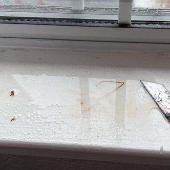 London Tile - This is how they left the room. Window had to be sanded to the base wood and repainted at our cost. - General Contractors Near Me