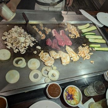 Benihana - Stuart - Most of the food we ordered being cooked HIBACHI CHICKEN FILET MIGNON* & SCALLOPS - Sushi Bars Near Me - Stuart, Florida Benihana - Stuart - Most of the food we ordered being cooked HIBACHI CHICKEN FILET MIGNON* & SCALLOPS - Sushi Bars Near Me - Stuart, Florida