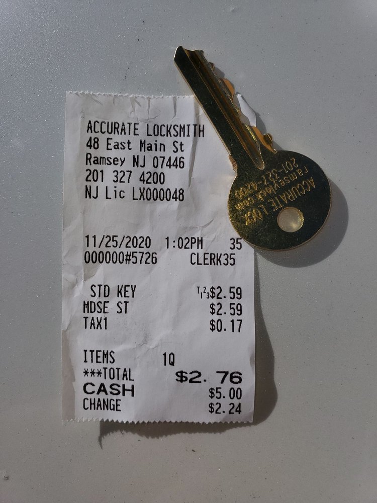 ACCURATE LOCKSMITH Updated October 2024 17 Reviews 48 E Main St, Ramsey, New Jersey Keys