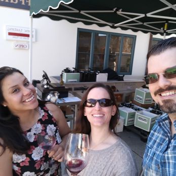 Jaffurs Wine Cellars - Tasting with Miranda the tasting room manager (she's the best!) outside after a wine club event. - Wineries Near Me - Santa Barbara, California
