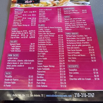 Mexico Lindo Restaurants - Menu - Mexican Near Me - San Antonio, Texas