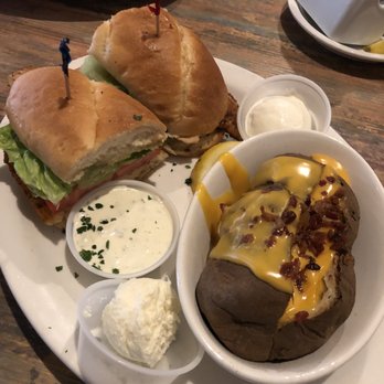 Harborside - Grouper sandwich with loaded baked potato - Seafood Near Me - Winter Haven, Florida