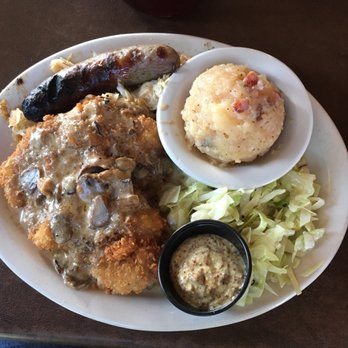 Brick's River Cafe - German sampler plate. Great choice! - American Near Me - Bandera, Texas Brick's River Cafe - German sampler plate. Great choice! - American Near Me - Bandera, Texas
