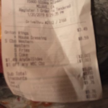 Carl's Jr - Reciept - Fast Food Near Me - Mojave, California Carl's Jr - Reciept - Fast Food Near Me - Mojave, California