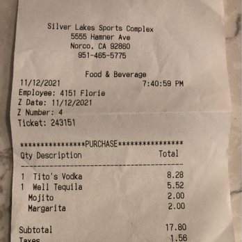 Fieldhouse Restaurant & Bar - Drink bill .... - New American Near Me - Norco, California