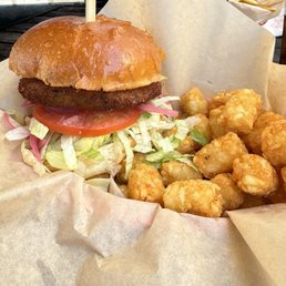 Crab Cake Burger with Tater Tots Crab Cake Burger with Tater Tots