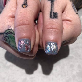 Unique Nails - Marble thumbs with glitter - Nail Salons Near Me - Liberty Township, Ohio Unique Nails - Marble thumbs with glitter - Nail Salons Near Me - Liberty Township, Ohio