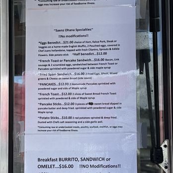Saenz Ohana Breakfast - Menu - Breakfast & Brunch Near Me - Princeville, Hawaii Saenz Ohana Breakfast - Menu - Breakfast & Brunch Near Me - Princeville, Hawaii