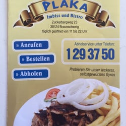 Imbiss Plaka - Speisekarte