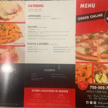 SliceWorks Thornton - Menu (rear) - Pizza Near Me - Denver, Colorado