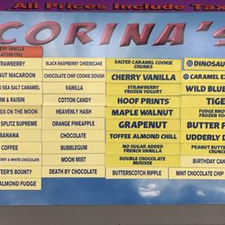 Corina's Ice Cream Parlour & Cafe - Available flavors of the day