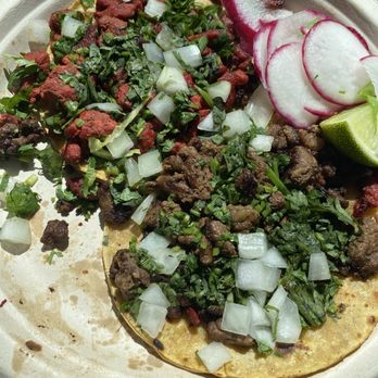 La Morenita Restaurant - 2 street tacos- spicy pork and carne asada - Tacos Near Me - San Jose, California