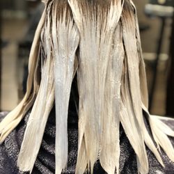 Emerge Design Studio - Blonde Balayage with dark root by Megan