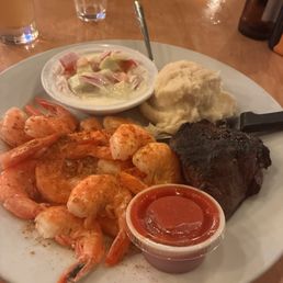 Surf & Turf, Cucumber Salad, and Mashed Potatoes