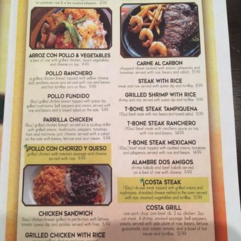Costa Oaxaquena - Menu as of 07/2017 - Mexican Near Me - Belmont, Mississippi