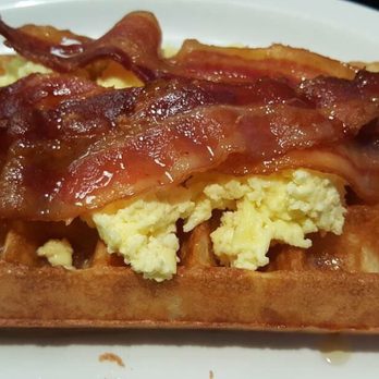 Le Petit Belge - Maple bacon scrambled eggs waffle - Breakfast & Brunch Near Me - Vancouver, British Columbia