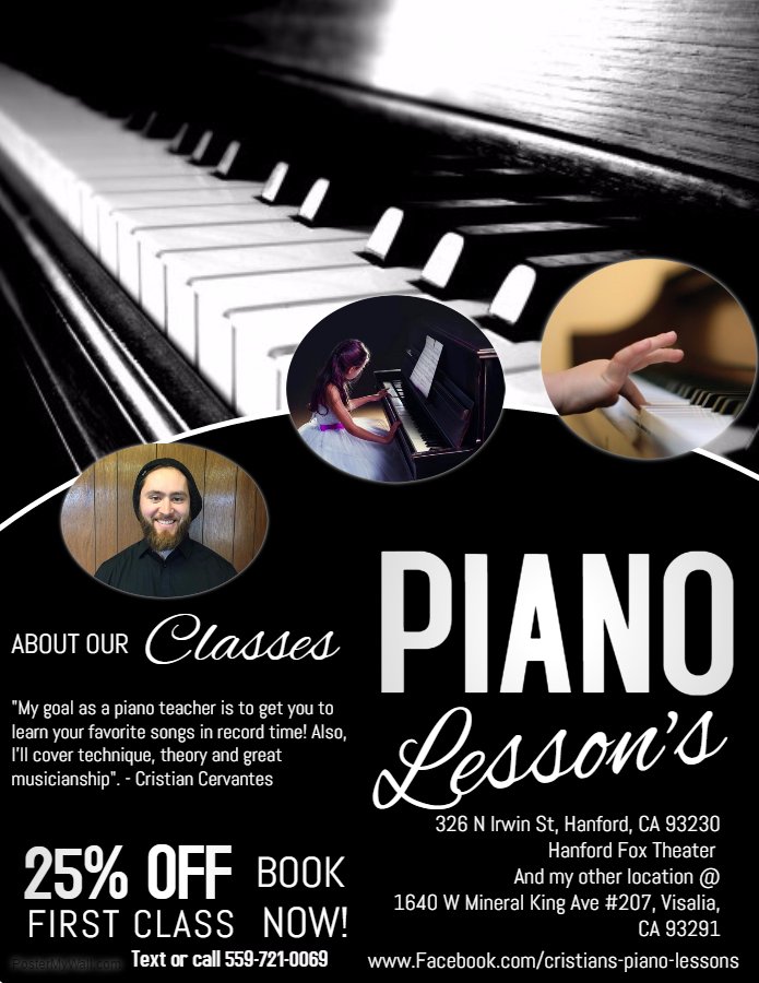 CRISTIAN’S PIANO LESSONS 1640 W Mineral King Ave, Visalia, California