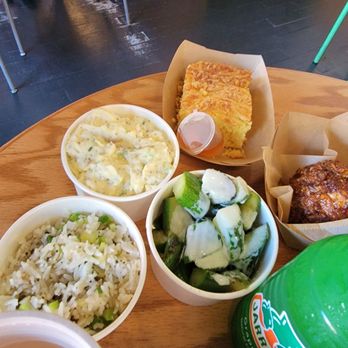 Pecking House - Sides Yukon Potato Salad Roasted Cucumbers and Ginger Dirty Rice Cornbread with Apple Honey - Chicken Shop Near Me - Brooklyn, New York Pecking House - Sides Yukon Potato Salad Roasted Cucumbers and Ginger Dirty Rice Cornbread with Apple Honey - Chicken Shop Near Me - Brooklyn, New York
