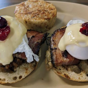 Snooze, an A.M. Eatery - Habanero Pork Belly Benny - Breakfast & Brunch Near Me - Nashville, Tennessee