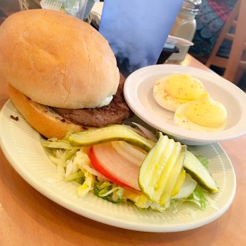 Mall Deli - Hamburger (not to be confused with the larger deli burger) with deviled eggs. - Delis Near Me - Pittsburg, Kansas Mall Deli - Hamburger (not to be confused with the larger deli burger) with deviled eggs. - Delis Near Me - Pittsburg, Kansas