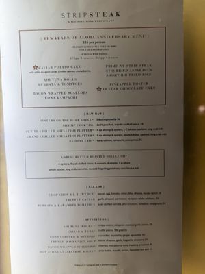 Menu photo 1 Stripsteak Honolulu, HI Menu photo 1 Stripsteak Honolulu, HI
