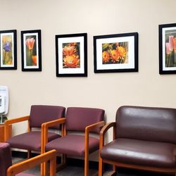 Sylvan Eye Associates - The waiting room with beautiful flower photos.