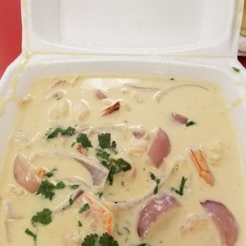 Las Llamas Pollos - Picante de Mariscos  Shrimp were overcooked suace too watery and too pricey for the flavor . $17 - Peruvian Near Me - Sylmar, California