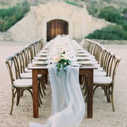 Party Pleasers Event Rental - Wedding Table w/ Gauzey runner