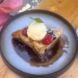 The Italian Farmhouse - Peach bread pudding