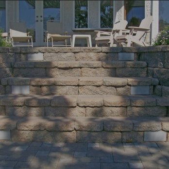 Sub Stone Contracting - Allan Block steps with lighting - Landscaping Near Me Sub Stone Contracting - Allan Block steps with lighting - Landscaping Near Me