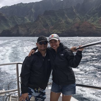 Capt Andy's - It was a cooler Kaua'i morning with a few sprinkles. Good thing we brought these jackets! - Boat Tours Near Me - Ele'ele, Hawaii