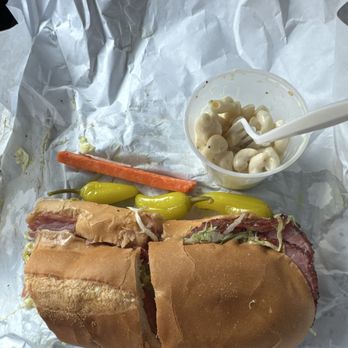 The Sub Station - Pastrami with macaroni, salad, carrots, and pepper Cheaneys - Sandwiches Near Me - Riverside, California