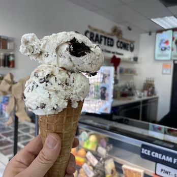 Crafted Cone Ice Cream & Desserts - Almond Joy and Banana cookies and cream (SO Yummy) - Ice Cream & Frozen Yogurt Near Me - Placentia, California