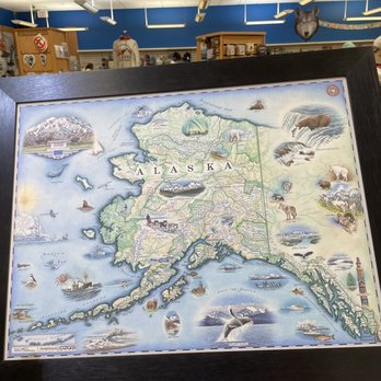 Once In A Blue Moose - Framed map of Alaska - Souvenir Shops Near Me - Anchorage, Alaska Once In A Blue Moose - Framed map of Alaska - Souvenir Shops Near Me - Anchorage, Alaska
