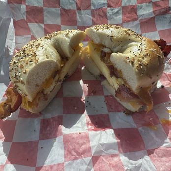The Bronx Bagel Buggy - Bacon egg and cheese on an everything bagel - Bagels Near Me - Chamblee, Georgia