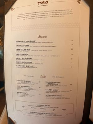 Menu photo 2 Toro Scottsdale Scottsdale, AZ Menu photo 2 Toro Scottsdale Scottsdale, AZ
