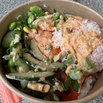 IJ Sushi Burrito - Spicy Salmon Bowl with imitation crab - Poke Near Me - Lynnwood, Washington