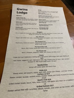 Menu photo 4 Gwin's Lodge Restaurant Cooper Landing, AK Menu photo 4 Gwin's Lodge Restaurant Cooper Landing, AK