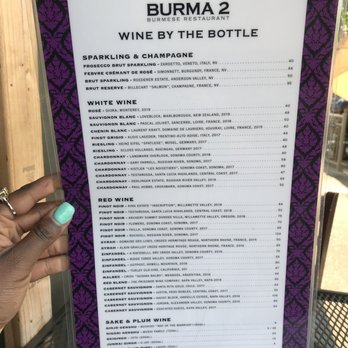 Burma 2 - Wine by the bottle - Burmese Near Me - Walnut Creek, California