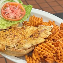 Maria's Cafe - Grilled Chicken Sandwich w/Sweet Potatoe Fries