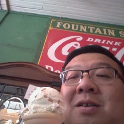 Lauber's Old Fashion Ice Cream Parlor - Key lime pie ice cream cone.  Yummers