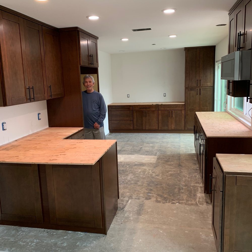 Renovated kitchen progress. Knocked down a wall, cabinets installed, new lighting, and relocated appliances. Renovated kitchen progress. Knocked down a wall, cabinets installed, new lighting, and relocated appliances.