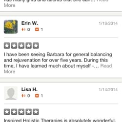 Inspired Holistic Therapies - Additional 5 star reviews for Barbara.