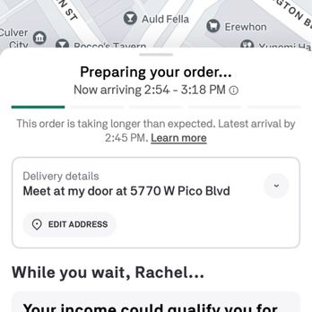 Uber - Over Eats Delivery DELAYED Over 2 Hours - Taxis Near Me