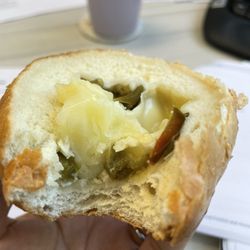 Bagel Deli - Bagel with jalapeños and jack cheese. So good!