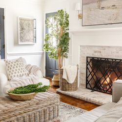 Romabio Paints - Fireplace makeover with Classico Limewash(R) in Avorio White.